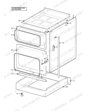 Взрыв-схема плиты (духовки) Tricity Bendix SB432C - Схема узла H10 Outer Frame